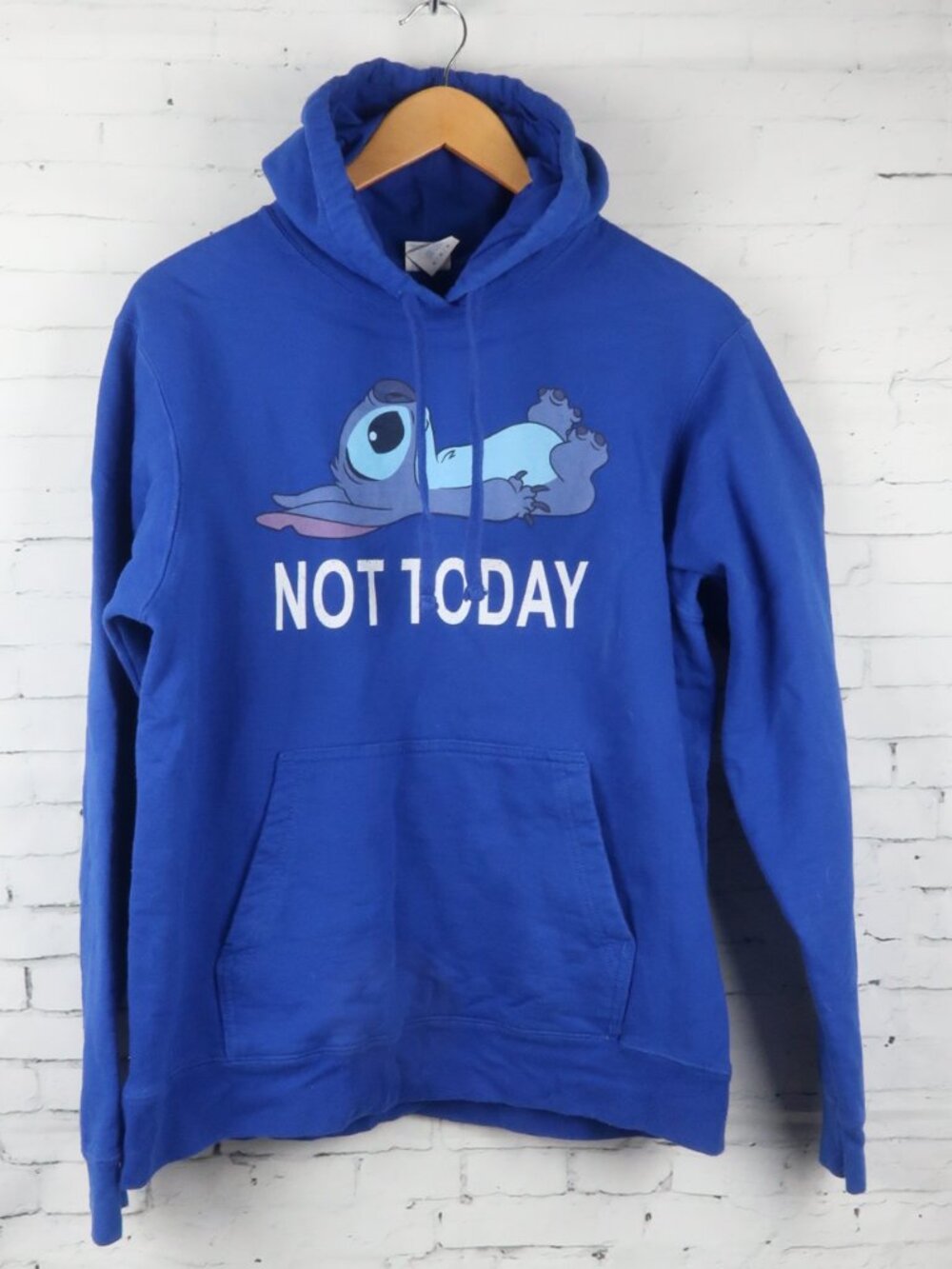 PORT AND COMPANY BLUE LILO & STITCH NOT TODAY LONG SLEEVE HOODIE SWEATSHIRT